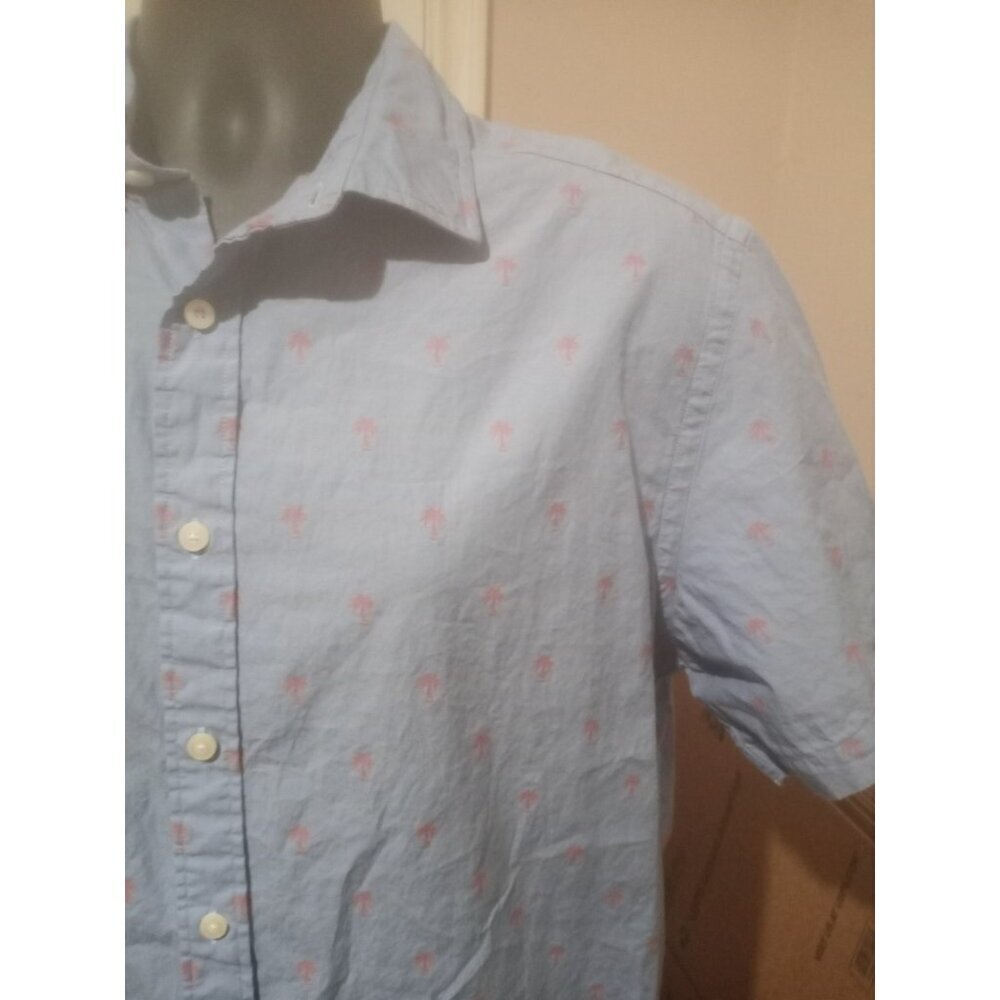 UNTUCKit Men's Light Blue Short Sleeve Hamilton Button Down Shirt Palm Tree Sz L - Picture 6 of 12
